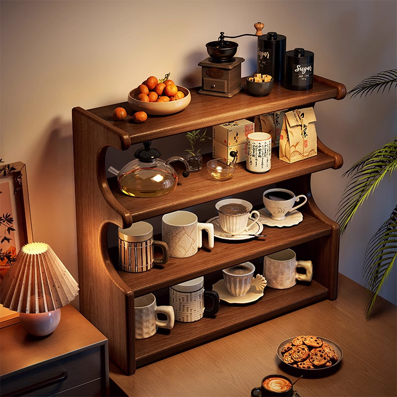 全实木杯架水杯收纳置物架桌面客厅茶杯架子马克咖啡杯多层展示架