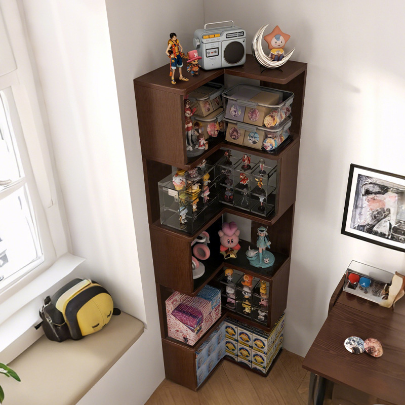 实木手办展示柜转角收纳架