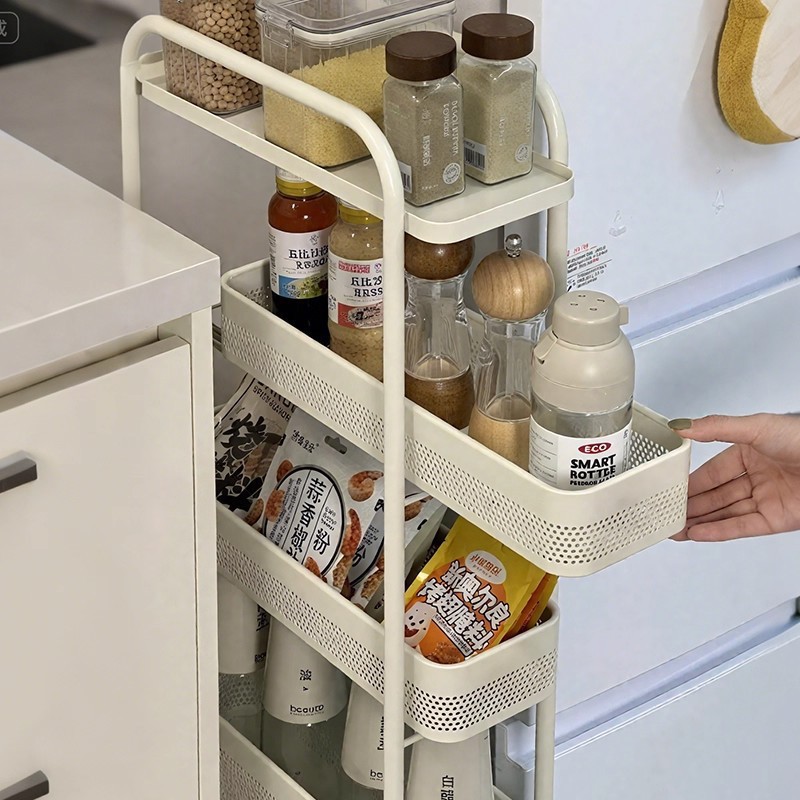 窄缝置物架多层抽拉收纳柜