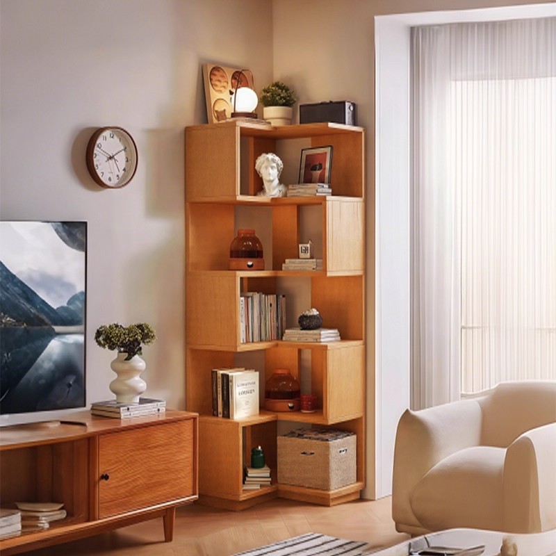 实木转角书架多层收纳柜