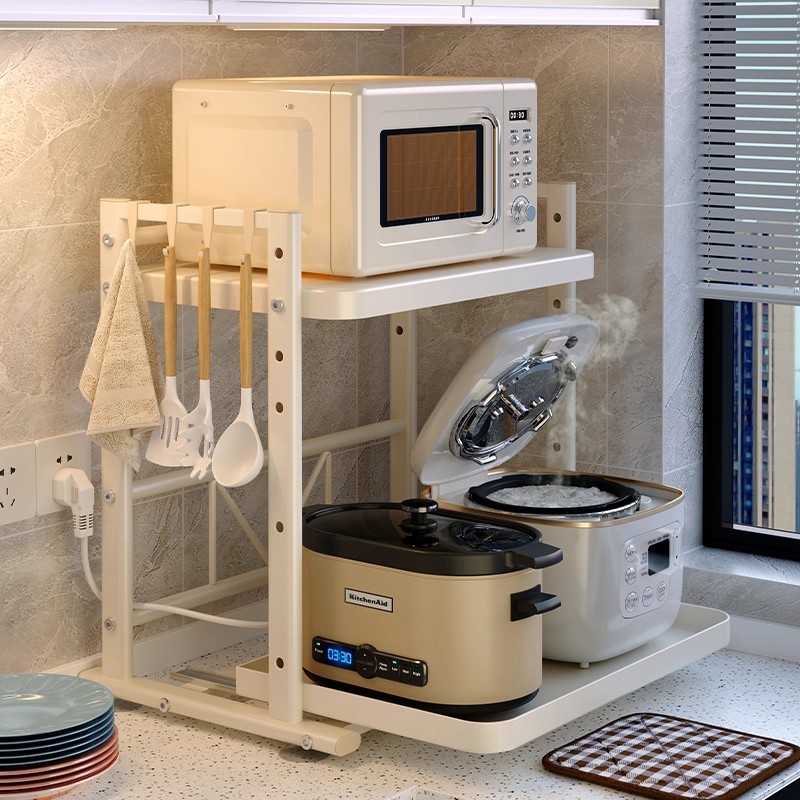可伸缩可调节电饭煲微波炉支架厨房台面多功能置物架多层收纳架子
