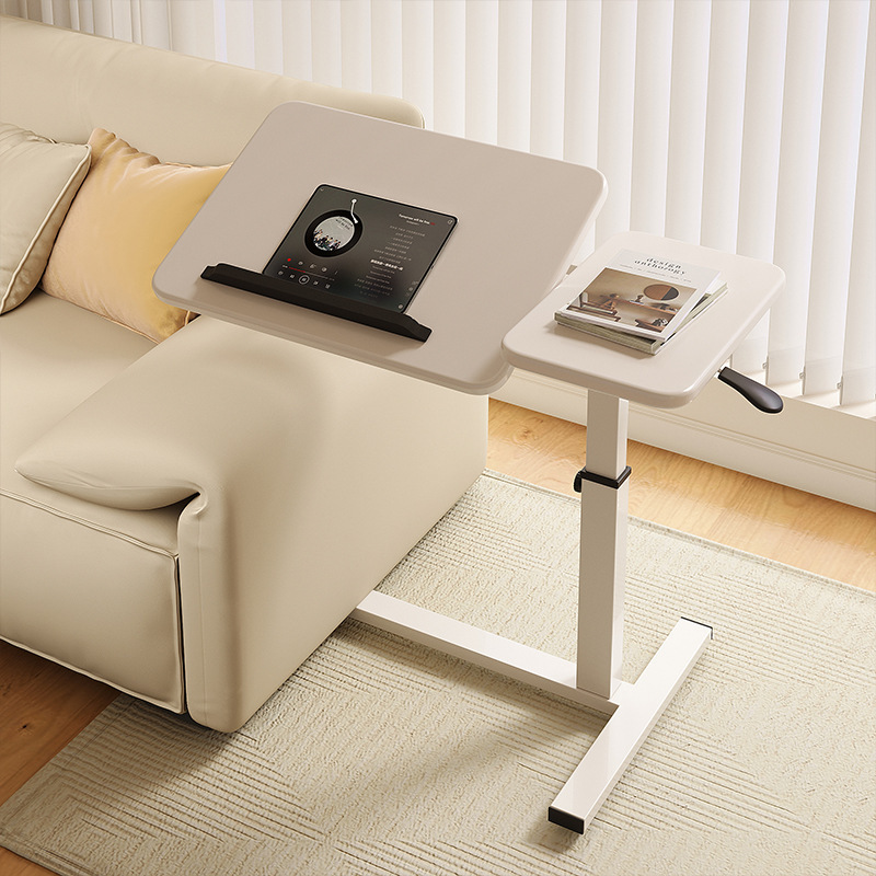 奶油风移动可升降桌家用沙发边桌学习桌简约现代折叠办公桌小桌子