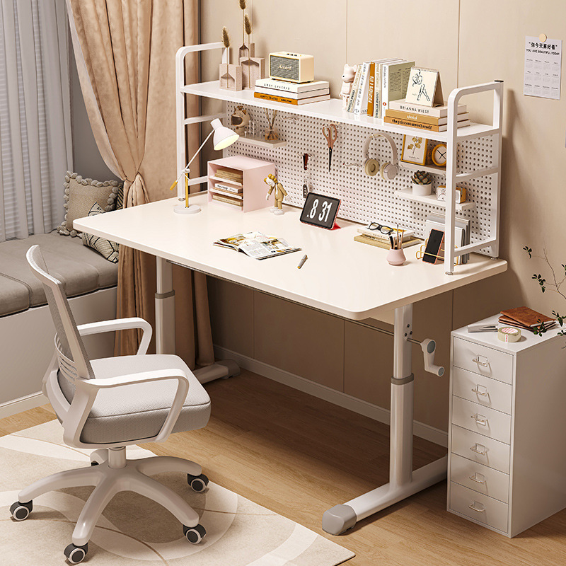 书桌书架一体可升降学习桌