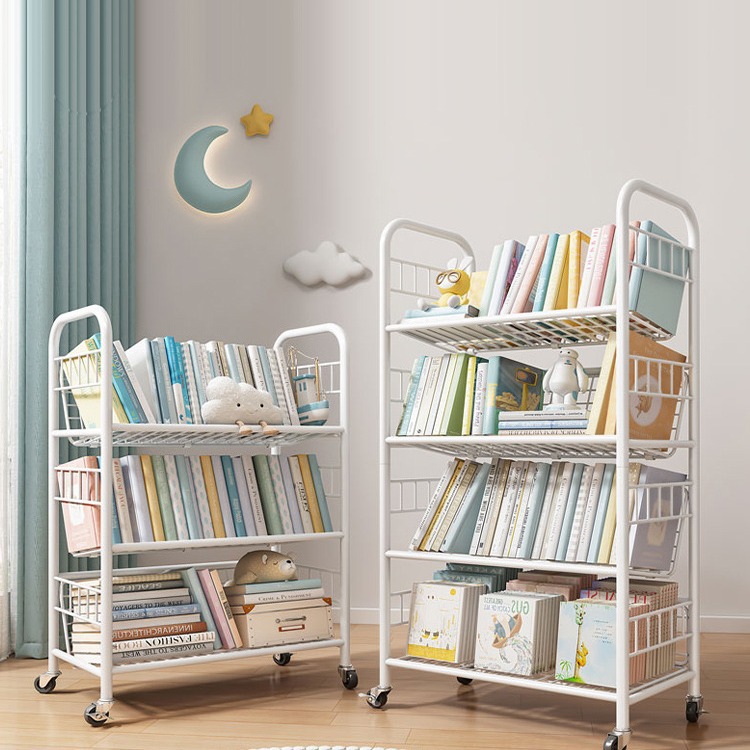 可移动铁艺落地书架家用收纳