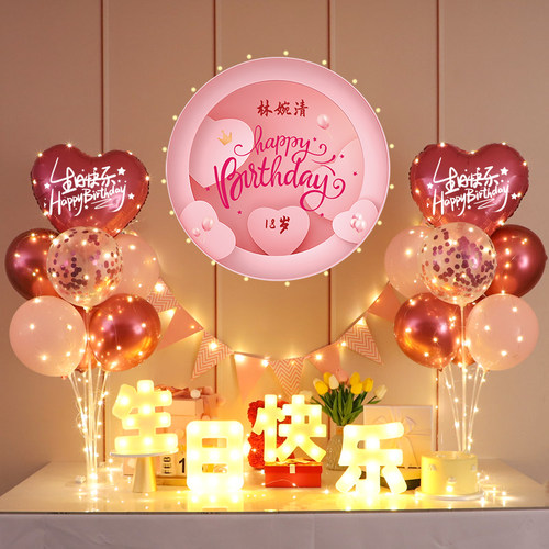 生日快乐海报男生女生酒店派对