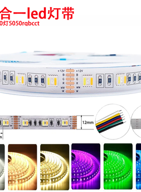 RGB五合一灯带rgbcw七彩白暖双色智能rgbcct可调色LED灯条12v60灯