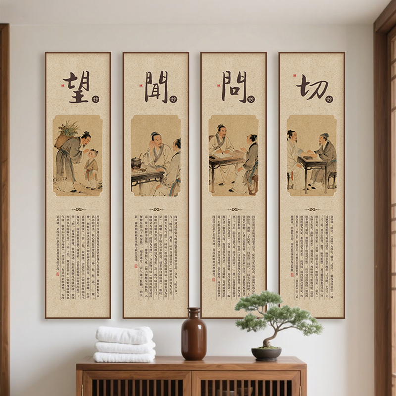 望闻问切装饰画中医院文化墙中医知识理论宣传挂画中医馆诊室壁画