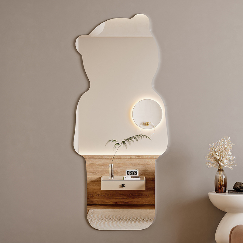 亚克力软镜子贴墙自粘全身试衣镜穿衣镜高清小熊云朵贴纸家用镜面