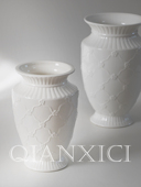 浮雕陶瓷高温花瓶高20cm高档工艺品家居摆件水养鲜花器具玫瑰梅花