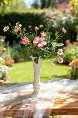 细羽花瓶】陶瓷花瓶23cm鲜切花摆件艺术浮雕干花工艺品家居装饰