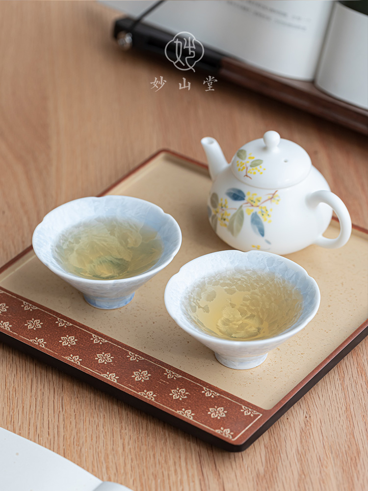 结晶釉陶瓷斗笠杯高温窑变陶瓷茶杯家用功夫茶具主人杯单杯品茗杯