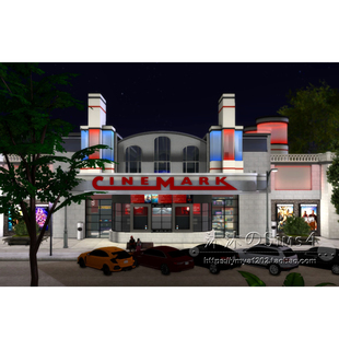 40x30 电玩可互动一套带家具 114 电影院 模拟人生4CC房屋mod