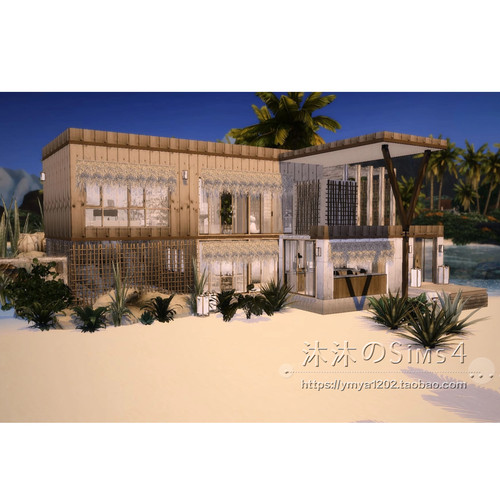 模拟人生4CC房屋mod|索拉尼海滩屋|2卧2卫|住宅带家具|50x50|#319