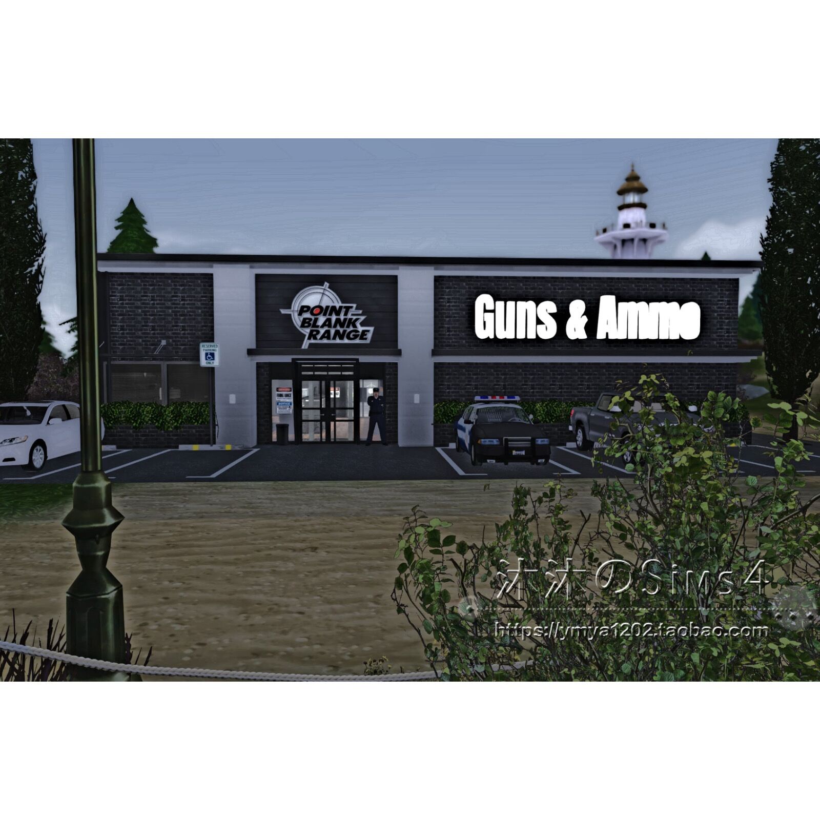 模拟人生4CC房屋mod|点空白射击靶场|可互动一套带家具30x30|#209