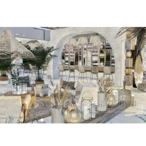 模拟人生4CC房屋mod|Zago Beach club|酒吧一套带家具|40x30|#465