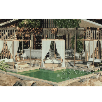 模拟人生4CC房屋mod|Le club岛屿餐厅可经营一套带家具30x30|#157