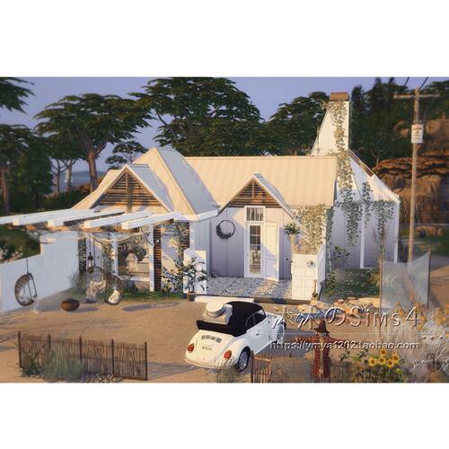 模拟人生4CC房屋mod|Sandflea|1卧1卫|乡村住宅带家具|30x20|#408