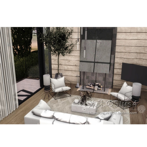 模拟人生4CC房屋mod|SaltyPines|1卧1卫住宅带马厩家具30x30|#359