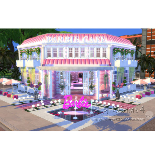 模拟人生4CC房屋mod|Barbie Cafe|咖啡厅一套带家具|20x20|#495