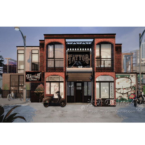 模拟人生4CC房屋mod|纹身店|2卧1卫|可商住一套带家具|30x20|#137