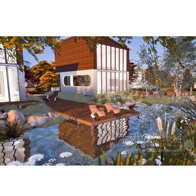 模拟人生4CC房屋mod|秋日之家|2卧2卫|住宅一套带家具|40x30|#437