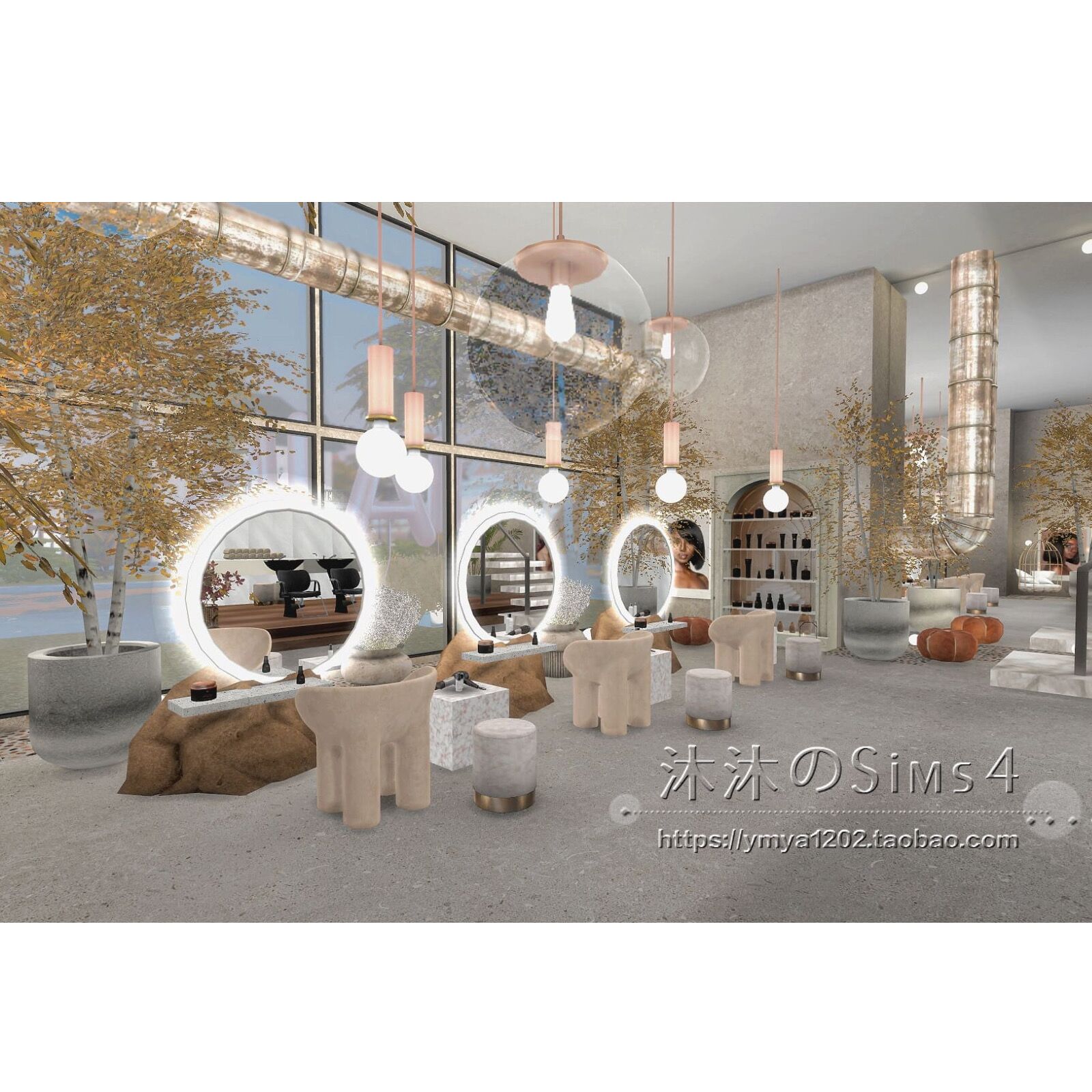 模拟人生4CC房屋mod|Hair salon理发店装饰房屋带家具|30x20|#429