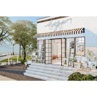 模拟人生4CC房屋mod|书店咖啡店|可零售商住一套带家具|30x30|#41