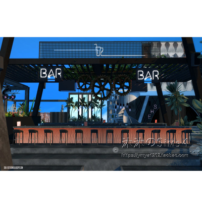 模拟人生4CC房屋mod|三米舒诺顶楼酒吧|酒廊一套带家具40x30|#191