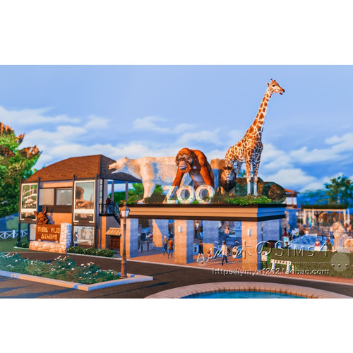 模拟人生4CC房屋mod|ZooTycoon|动物园装饰剧场带家具|64x64|#325