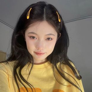 奶黄色清新可爱奶油色系滴油bb夹套装 少女心侧边刘海发夹边夹