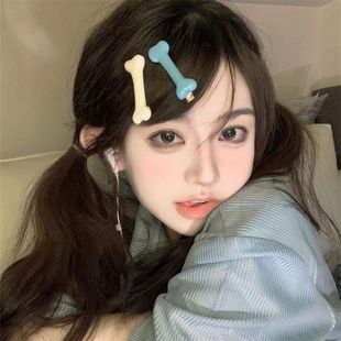 奶油系小骨头发夹可爱软萌少女心鸭嘴夹搞怪日系发卡学生刘海边夹