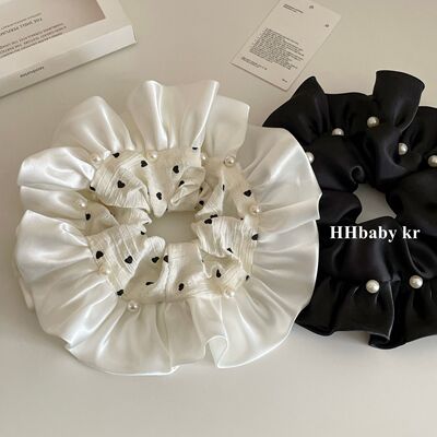 法式polkadot波点珍珠大肠发圈复古高级感头绳女