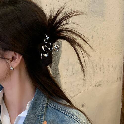 博主同款松弛感线条金属银色波浪抓夹女发夹后脑勺小夹子发饰头饰