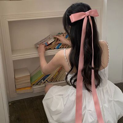 Jennie同款超长蝴蝶结飘带发夹顶夹法式少女发卡外出后脑勺发饰品