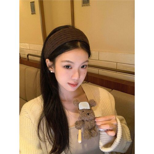 榛果奶霜韩系复古针织宽边发箍