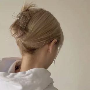 方形小抓夹韩版 马尾夹盘发鲨鱼夹后脑勺夹子亚克力简约发抓头饰女