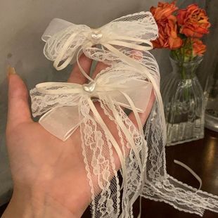 蝴蝶结飘带发夹夏季 超仙甜美碎发刘海夹甜美少女鸭嘴夹子发卡头饰