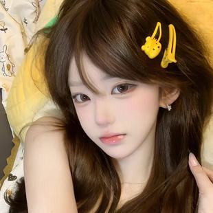 复古柠檬黄洋气小屋发夹辣妹甜酷卡通小熊bb夹刘海边夹发饰韩式