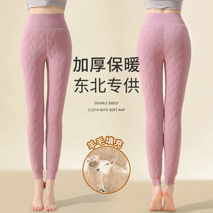 高腰收腹棉裤 女士特厚打底裤 女内穿羊毛打底裤 东北加绒加厚保暖裤