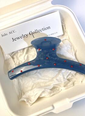 蓝色系红色波点抓夹韩系氛围感鲨鱼夹简约气质甜美夹子发饰头饰女