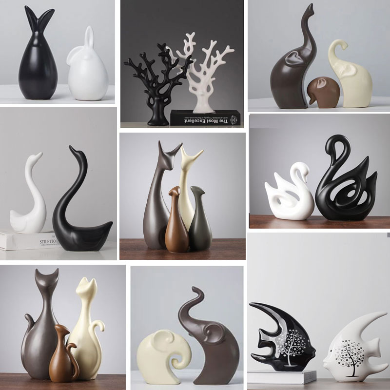 北欧现代简约家居陶瓷工艺品客厅酒柜装饰品摆件新家乔迁室内摆设