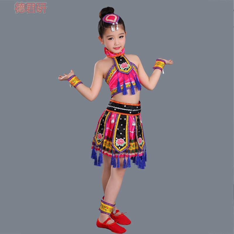 六一儿童苗族舞蹈服幼儿苗族演出服壮族侗族彝族少数民族表演服装