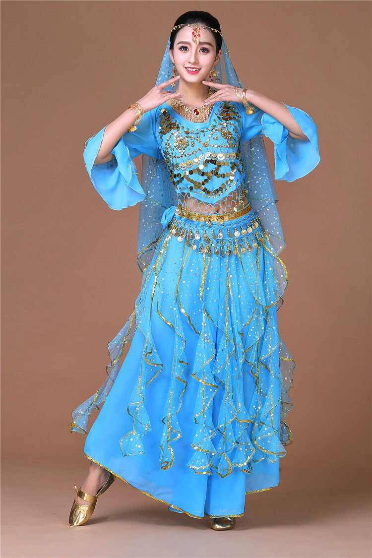 印度舞蹈服装成人女装演出服肚皮舞套装表演服天竺少女新款喇叭袖
