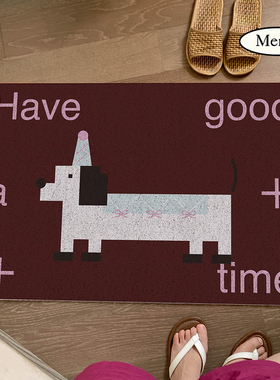 MENTA “像素小狗”原创丝圈入户门地垫门厅玄关脚垫创意地毯耐脏