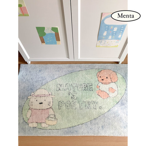薄荷岛《申请贴贴》绒面地毯仿羊绒客厅可机洗卧室地垫床边地毯