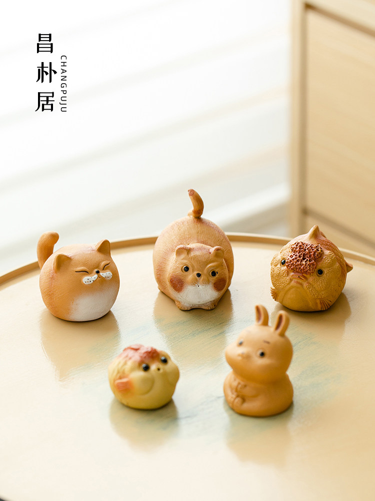 昌朴居茶宠盖置萌宠紫砂摆件软萌治愈系小猫泡泡鱼小兔胖头鱼茶玩,3C数码配件,USB多功能数码宝,淘宝优惠券,粉丝福利购,淘宝优惠卷