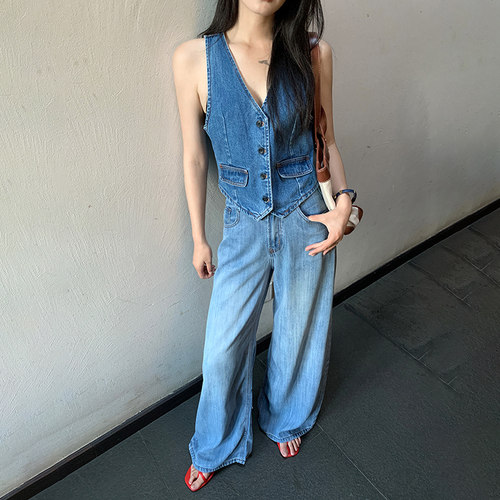 RJVO新款天丝冰感莱赛尔高腰牛仔裤女宽松百搭时尚显瘦直筒阔腿裤