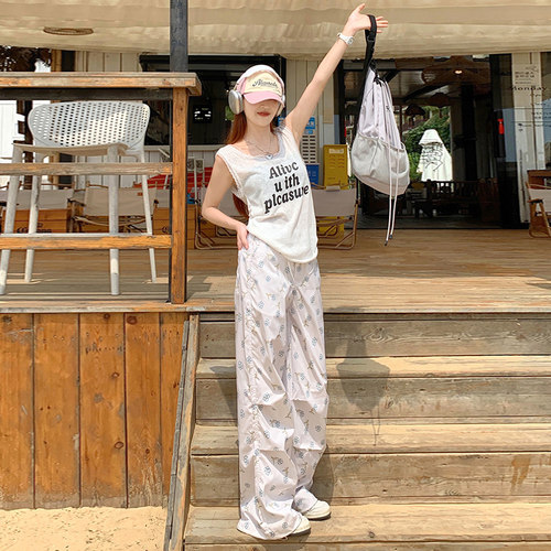 RJVO新款慵懒风印花休闲裤