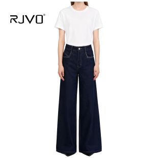 RJVO新款垂坠抗菌抗皱防紫外线宽松阔腿牛仔裤防褪色显瘦百搭裤