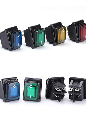 KCD4防水船型开关大电流功率银点16A4脚6脚3档正反转电源翘板开关